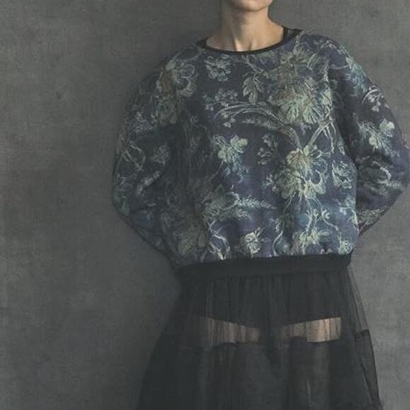 Gary Graham GARYGRAHAM422 GARYGRAHAM422 Patched Sweatshirt Indigo Floral Medium - Picture 1 of 7